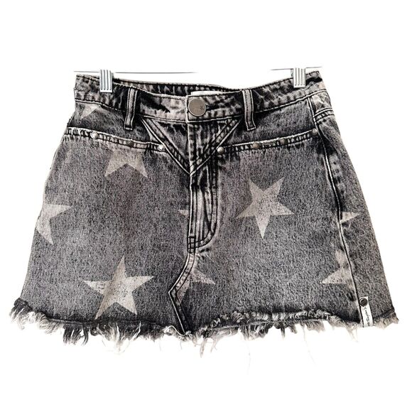 ONE TEASPOON Camden Star Print Distressed Mini Skirt Sz 26 - Picture 3 of 7